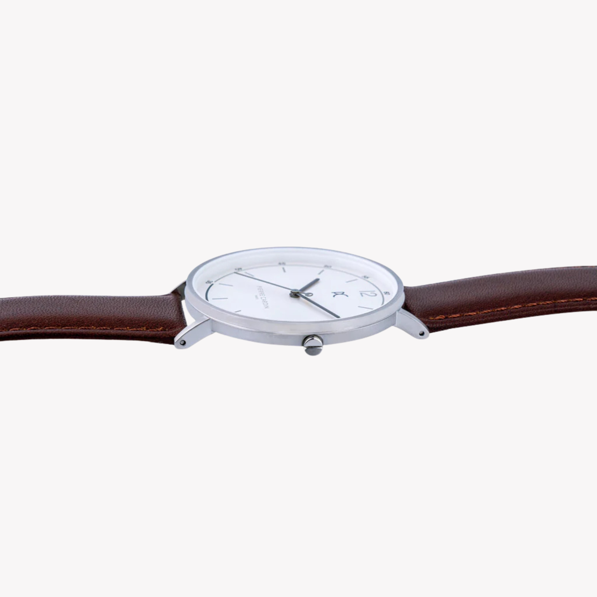 Pierre Cardin Men's Silver Stainless Steel, Brown Leather | Cbn.3001