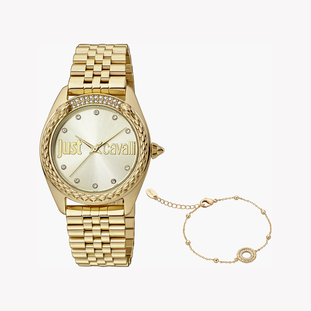 Just Cavalli Women's Gold Stainless Steel Watch, Champagne Dial | Jc1l195m0065