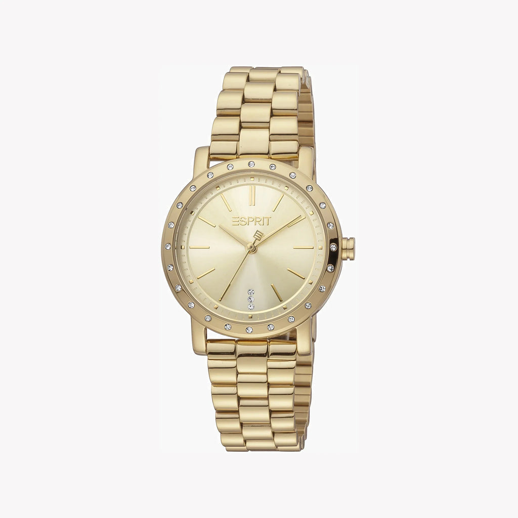 Esprit Women's Gold Stainless Steel Watch, Champagne Dial | ES1L298M0065