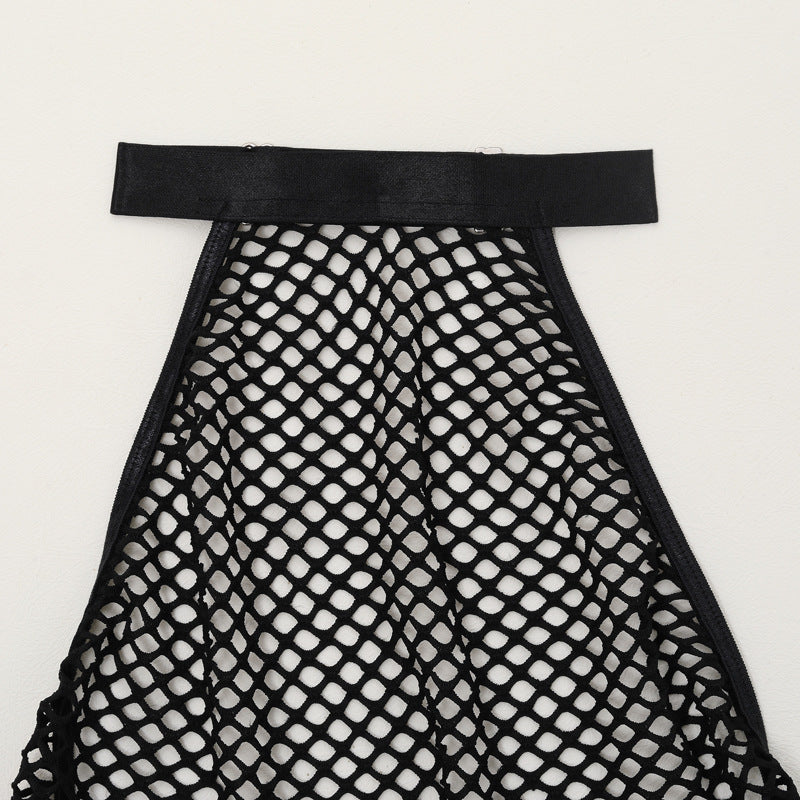 Backless Erotic Bodysuit with Handcuffs - Chic Fishnet Style - Wholesale Lingerie Harter Details