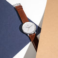 Pierre Cardin Men's Silver Stainless Steel, Brown Leather | Cbn.3001
