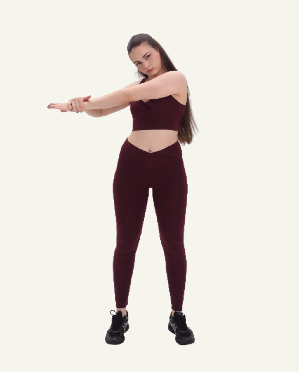 Women's Seacell Set: Leggings + Bra - Burgundy