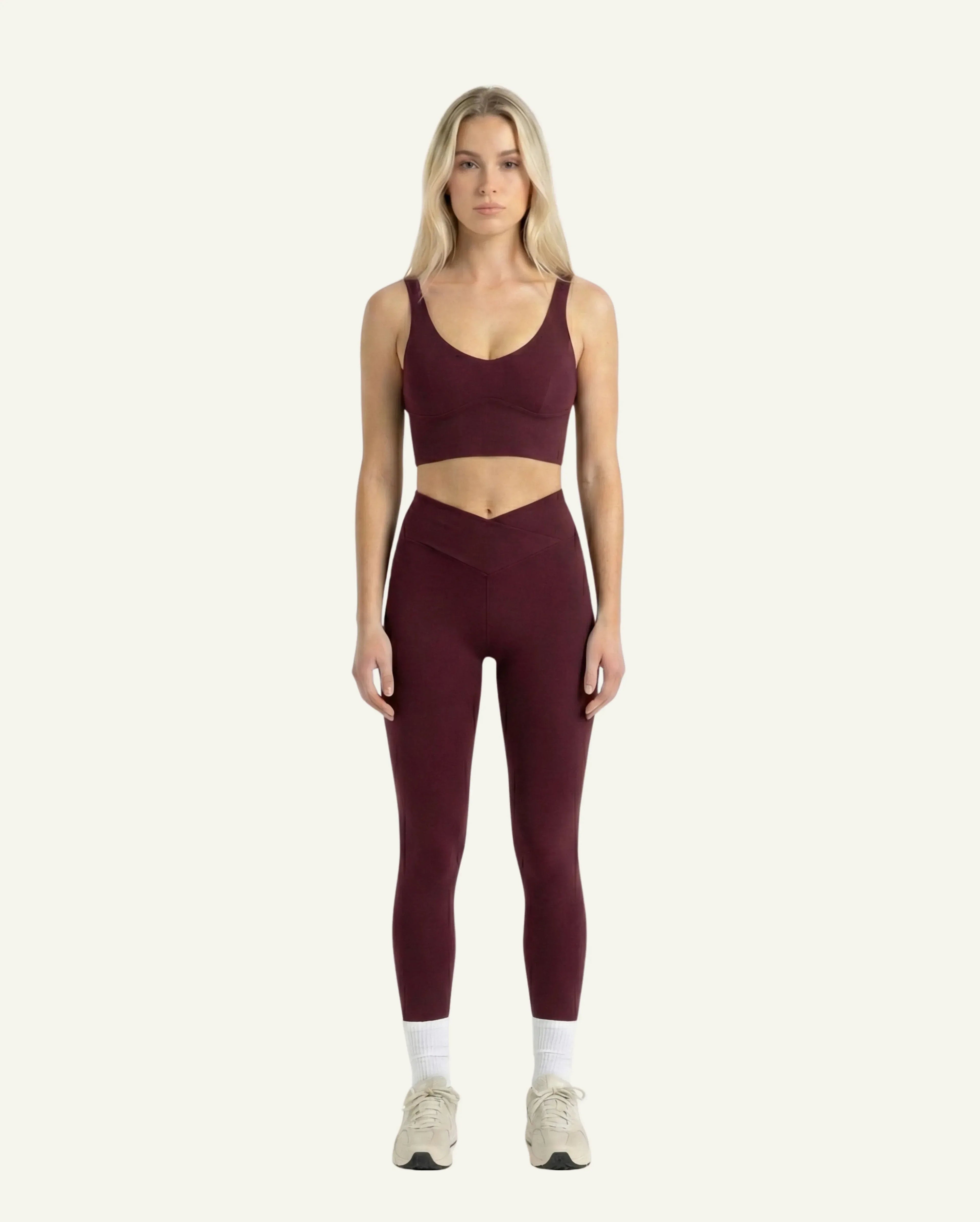 Women's Seacell Set: Leggings + Bra - Burgundy