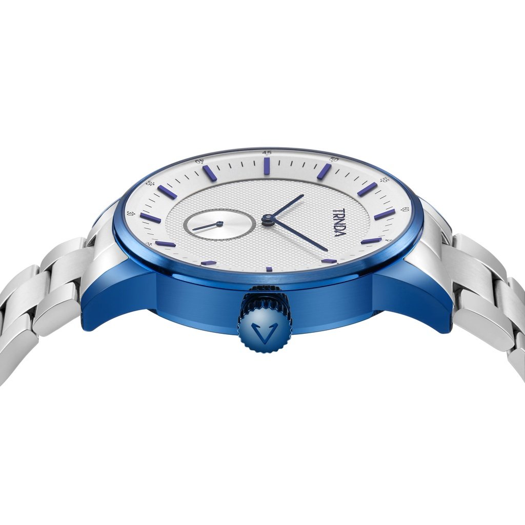 Trnda Men's Stainless Steel Blue Watch, Silver Dial | Trn-W43b