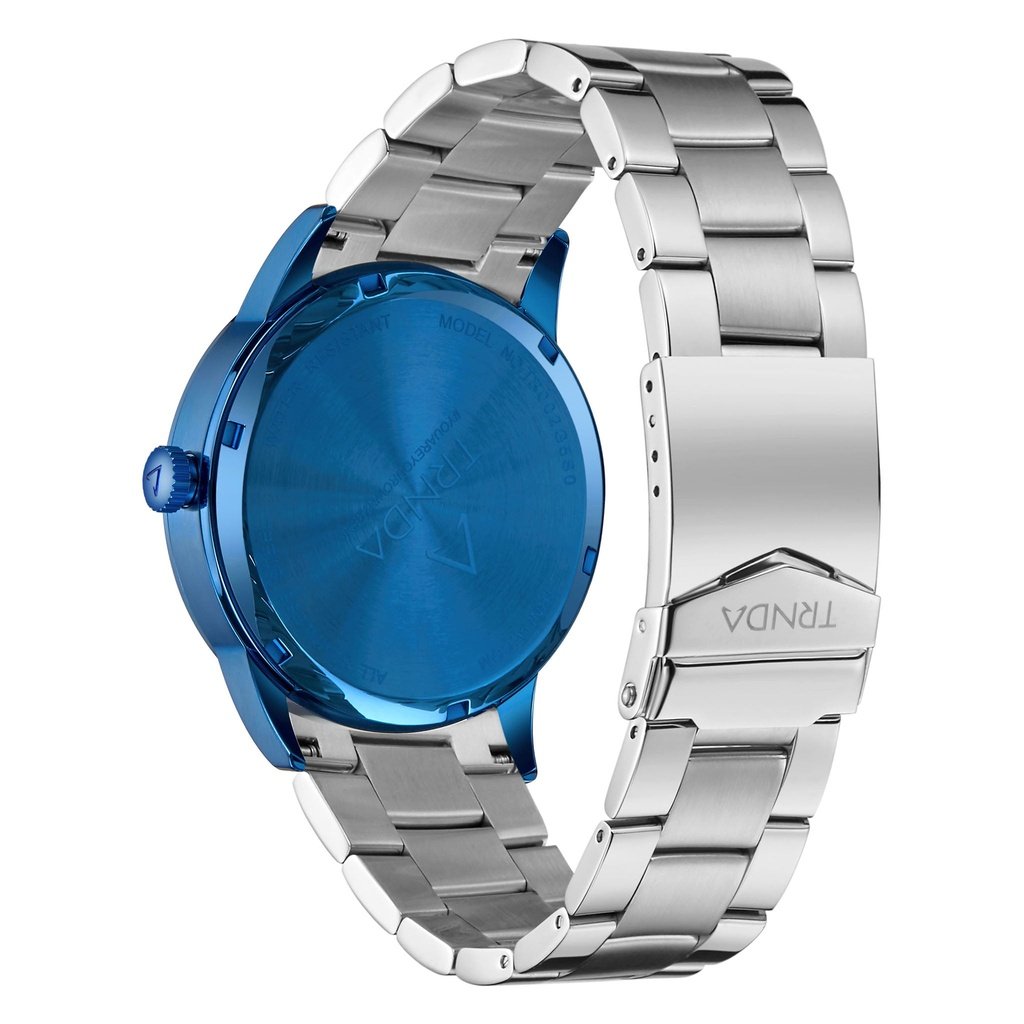 Trnda Men's Stainless Steel Blue Watch, Silver Dial | Trn-W43b