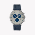 Timex Men's Blue Leather Watch, Silver Dial | Tw2r97700