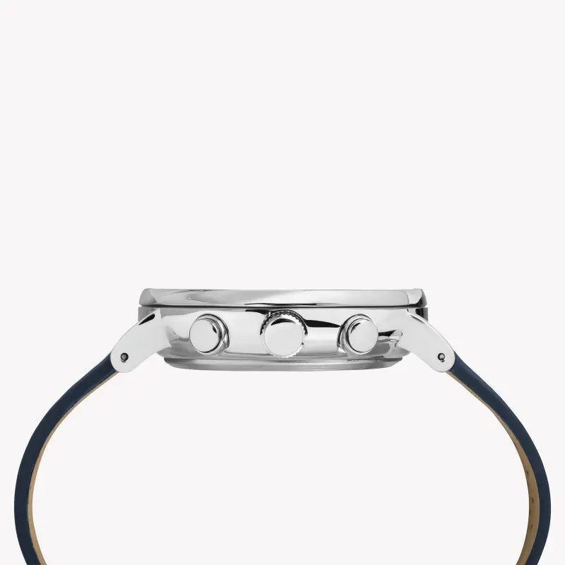 Timex Men's Blue Leather Watch, Silver Dial | Tw2r97700