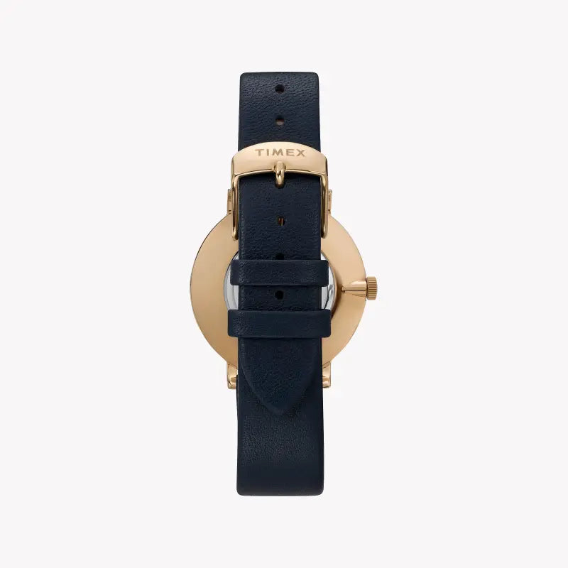 Timex Women's Blue Leather Watch, Brass Case | Tw2u41100