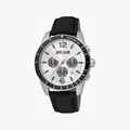 Just Cavalli Men's Silver Watch, Black Leather Band | Jc1g204l0015
