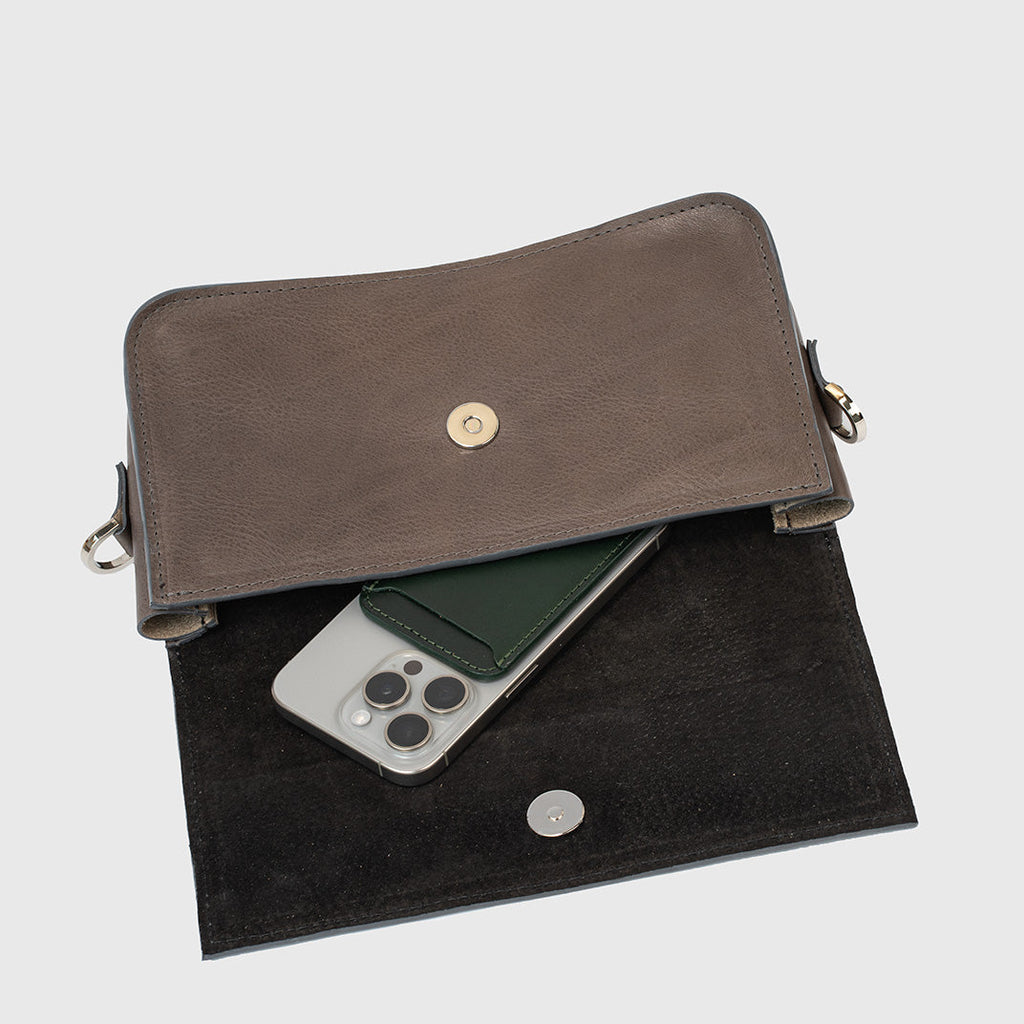 Leather Shoulder Bag - Curie (Gray)