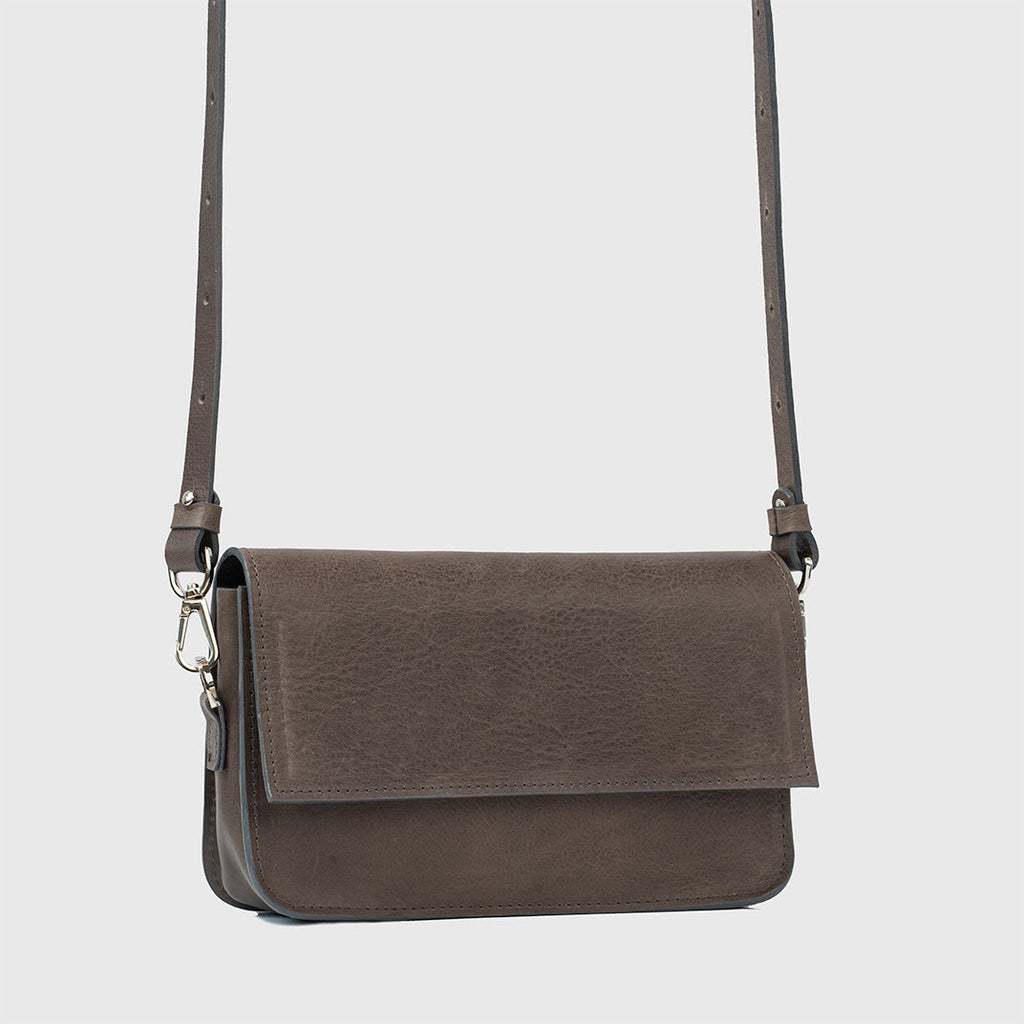 Leather Shoulder Bag - Curie (Gray)