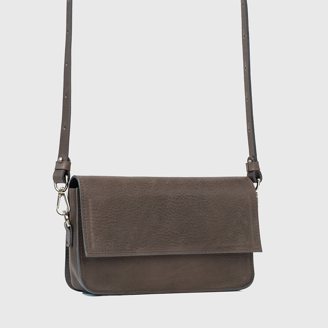 Leather Shoulder Bag - Curie (Gray)