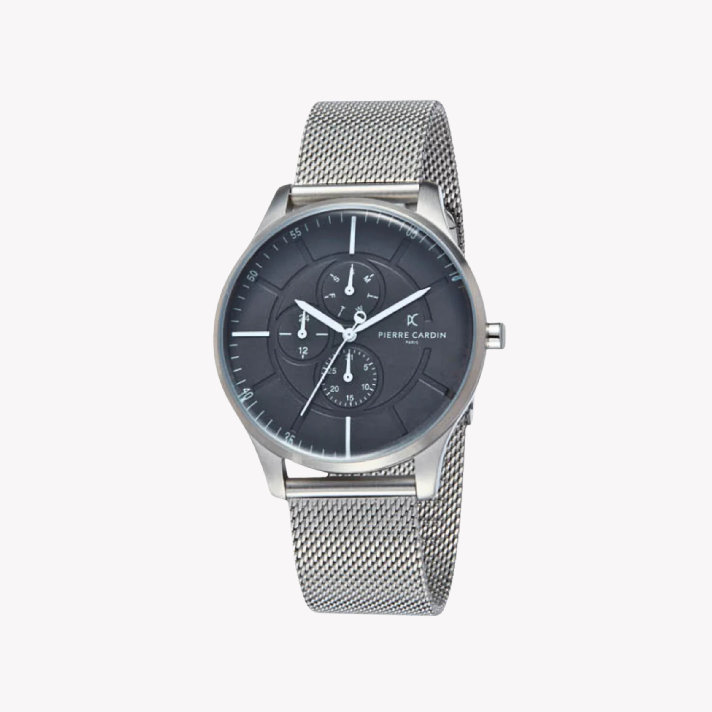 Pierre Cardin Men's Silver Stainless Steel Watch, Black Dial | Pc902731f107