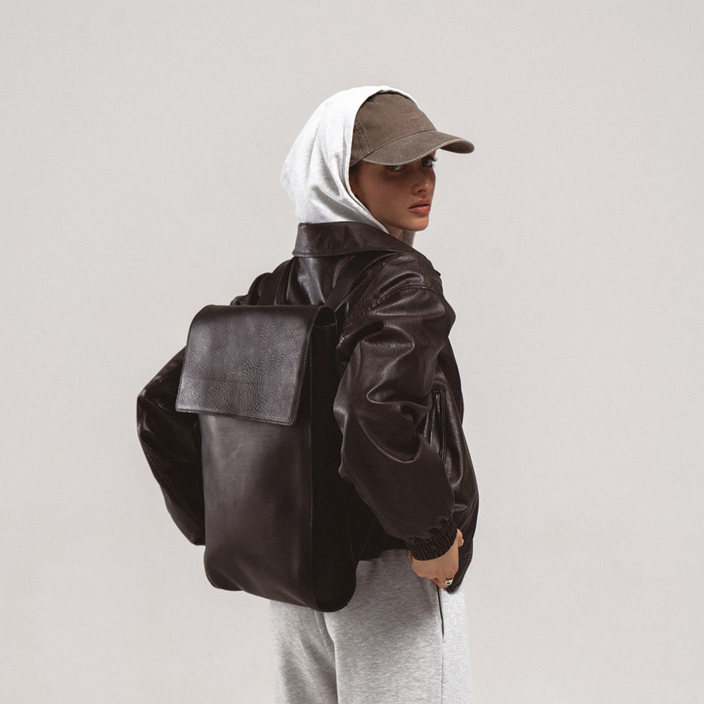 Leather laptop backpack - The Minimalist (Tan)